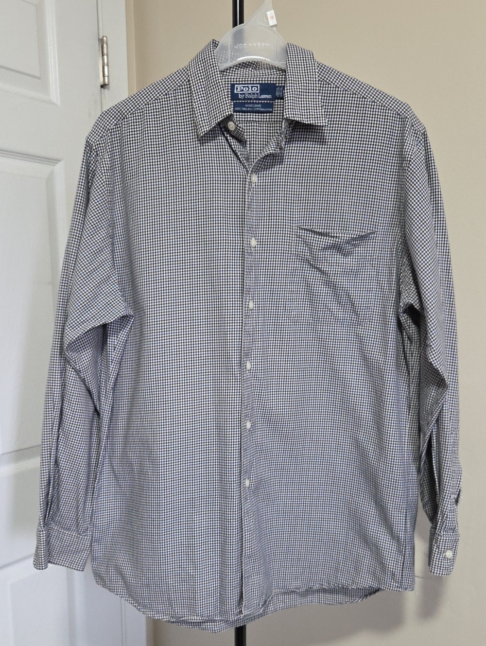 Polo by Ralph Lauren 100% Cotton Navy and White Gingham Dress Shirt